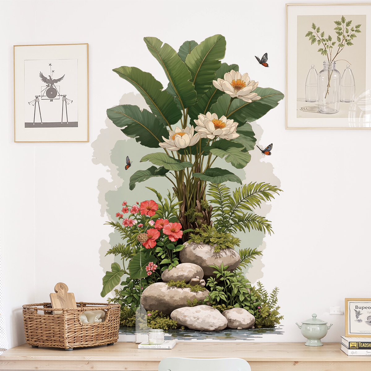 Sustainable Living Eco Friendly - Duża naklejka ścienna z zielonymi roślinami